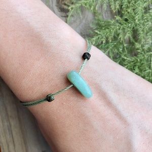 Amazonite Quartz Pendant Slip Knot Sage Bracelet